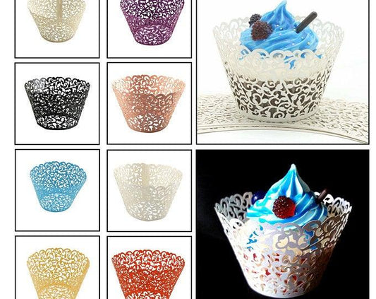 20pcs Cupcake Wrappers Cases Vine Lace Holder Wedding Birthday Party Events Decoration - Lasercutwraps Shop