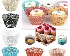 25pcs Cupcake Wrappers Laser Cut Floral Design Muffin Wrappers Wedding Birthday Party Events - Lasercutwraps Shop