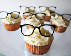 12 Vintage Geek Glasses Cupcake Toppers (Acrylic) - Lasercutwraps Shop