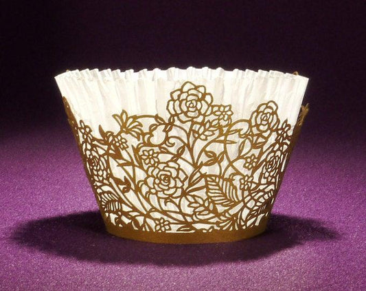 20 Rose Vine Laser Cut Cupcake Wrappers, Standard Size by Paper Orchid - Lasercutwraps Shop