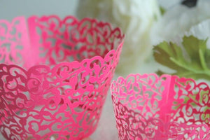 Hot Pink Shimmer Cupcake Wrappers - Lasercutwraps Shop