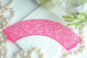 Hot Pink Shimmer Cupcake Wrappers - Lasercutwraps Shop