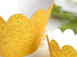 Gold Glitter Cupcake Wrappers, Glitter Laser Cut Elegant Cupcake Wrapper/Liner - Lasercutwraps Shop
