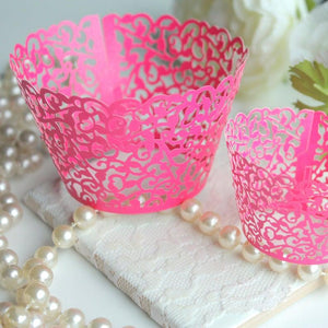 Hot Pink Shimmer Cupcake Wrappers - Lasercutwraps Shop