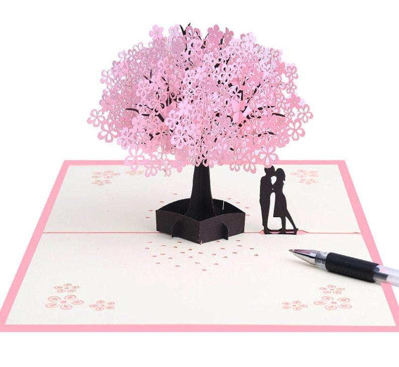 Couple In Love Under Cherry Blossom 3D Pop Up Card Birthday Cards Anniversary Cards Love Cards Fall In Love Cards Wedding Cards Valentines Day Card - Lasercutwraps Shop
