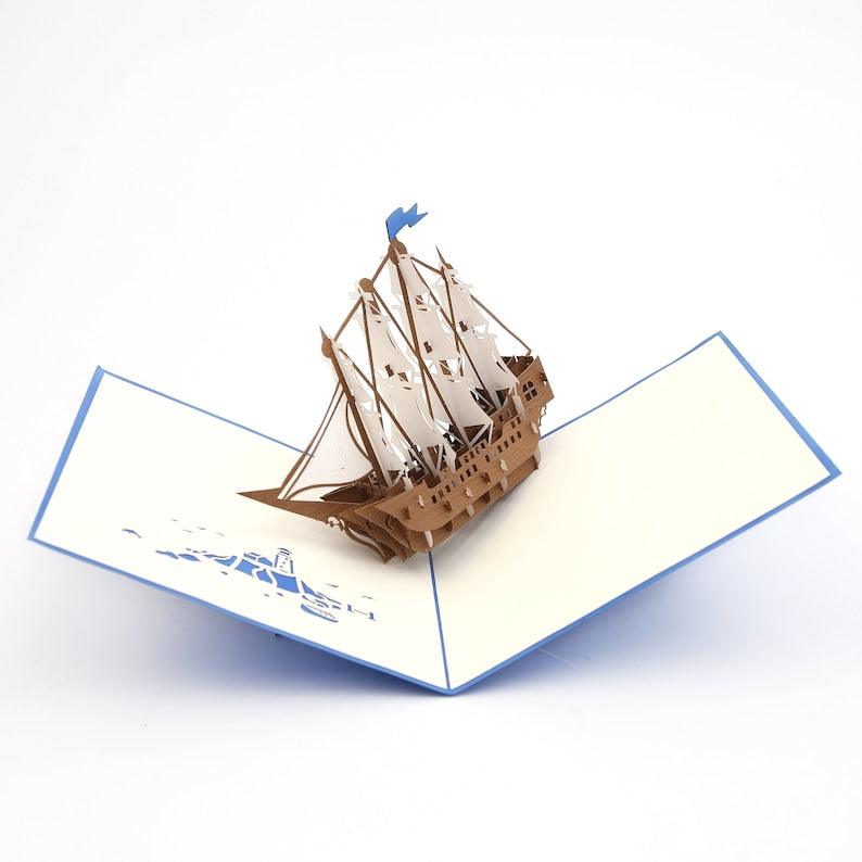 Set Sail Greeting Pop Up Card For All Occasions, Happy Birthday Card, Fathers Day Card, Retirement Card, Anniversary Card - Lasercutwraps Shop