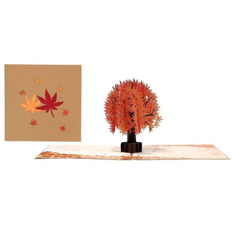 Autumnal Tree & Leaves Handmade 3D Pop-Up Card, thanks card, birthday card, christmas card - Lasercutwraps Shop