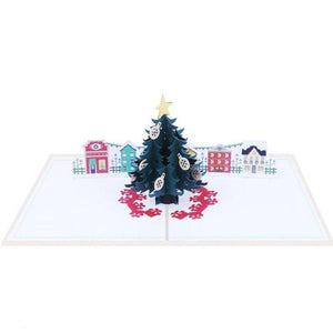 Town Square Christmas Tree 3D Pop Up Christmas Card - Lasercutwraps Shop
