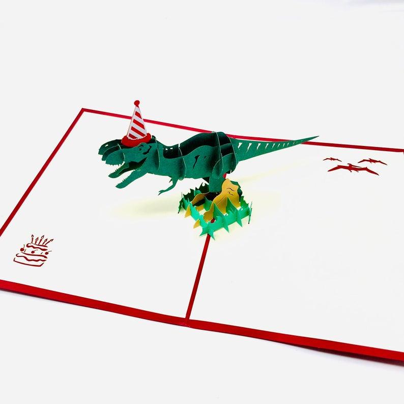 T-Rex Dinosaur Handmade 3D Pop Up Bithday Card - Lasercutwraps Shop