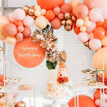 131pcs Matte Orange Balloon Garland Chain Arch Kit Cream Peach Kids Birthday Party Balloon - Lasercutwraps Shop