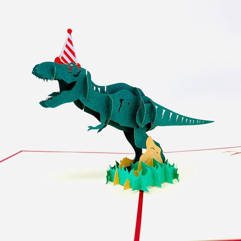 T-Rex Dinosaur Handmade 3D Pop Up Bithday Card - Lasercutwraps Shop