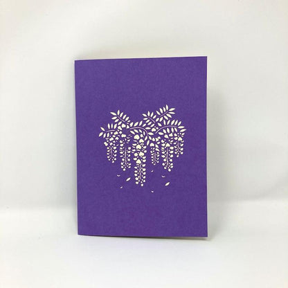 Wide Blossoming Purple Japanese Wisteria Tree Pop Up Card - Lasercutwraps Shop