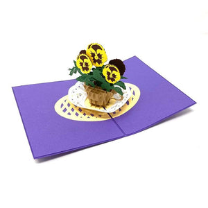 Basket Of Yellow Pansies 3D Pop Up Handmade Greetings Card - Lasercutwraps Shop