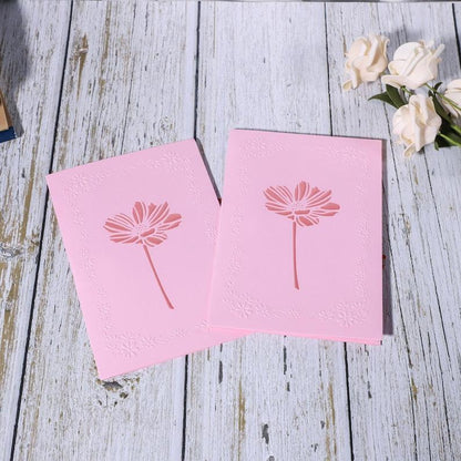 Wild Pink & Red Daisies 3D Handmade Pop Up Card - Lasercutwraps Shop