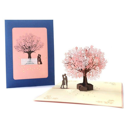 Falling In Love Cherry Blossom 3D Pop-Up card Greeting cards / Romantic card / Couple card - Lasercutwraps Shop