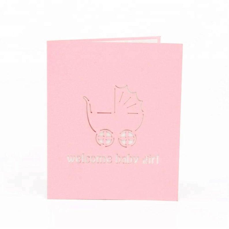 New Baby Card | Baby Girl Card | Laser Cut Card | Pop Up Card | New Born Baby Girl Card | New Baby Girl Car - Lasercutwraps Shop