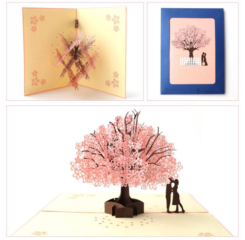 Falling In Love Cherry Blossom 3D Pop-Up card Greeting cards / Romantic card / Couple card - Lasercutwraps Shop