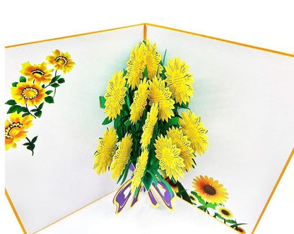 Handmade 3D Pop Up Sunflower Floral Bouquet Greeting Card Birthday, Anniversary, Love, Thank You, Christmas, Congratulations - Lasercutwraps Shop