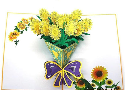 Handmade 3D Pop Up Sunflower Floral Bouquet Greeting Card Birthday, Anniversary, Love, Thank You, Christmas, Congratulations - Lasercutwraps Shop