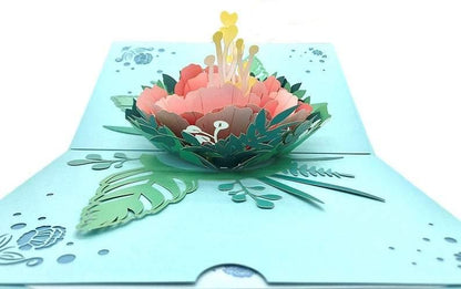 Handmade 3D Pop Up Flower Peony Floral Greeting Card Birthday, Anniversary, Love, Thank You, Sympathy, Congratulations Christmas Thanksgiving - Lasercutwraps Shop