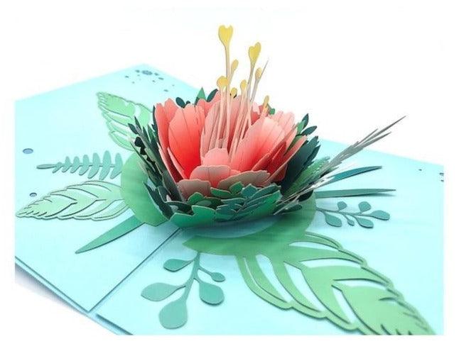 Handmade 3D Pop Up Flower Peony Floral Greeting Card Birthday, Anniversary, Love, Thank You, Sympathy, Congratulations Christmas Thanksgiving - Lasercutwraps Shop