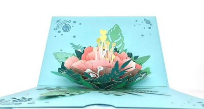 Handmade 3D Pop Up Flower Peony Floral Greeting Card Birthday, Anniversary, Love, Thank You, Sympathy, Congratulations Christmas Thanksgiving - Lasercutwraps Shop