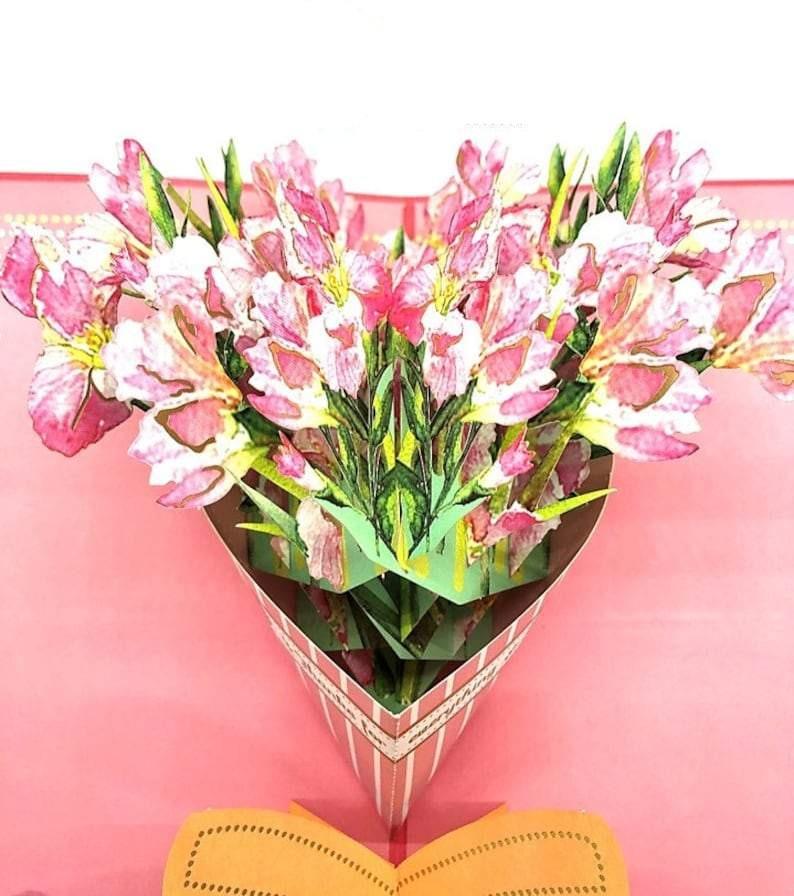 Handmade 3D Pop Up Greeting Card Gladiolus Flower Floral Bouquet - Lasercutwraps Shop