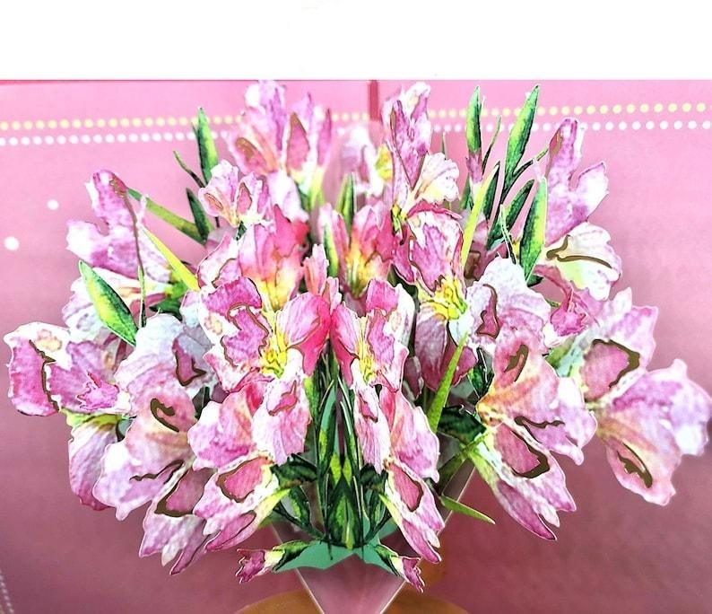 Handmade 3D Pop Up Greeting Card Gladiolus Flower Floral Bouquet - Lasercutwraps Shop