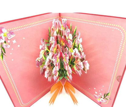 Handmade 3D Pop Up Greeting Card Gladiolus Flower Floral Bouquet - Lasercutwraps Shop