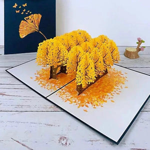 Luxury Art Ginkgo Forest Pop Up Card / Floral Tree Pop Up Cards / Birthday Pop Up Cards / 3D - Lasercutwraps Shop