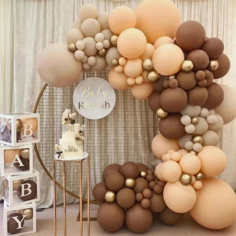 102pcs Brown Tan Coffee Balloon Garland Kit for Neutral Rustic Baby Shower, Jungle Safari Theme Balloon Arch Decoration - Lasercutwraps Shop