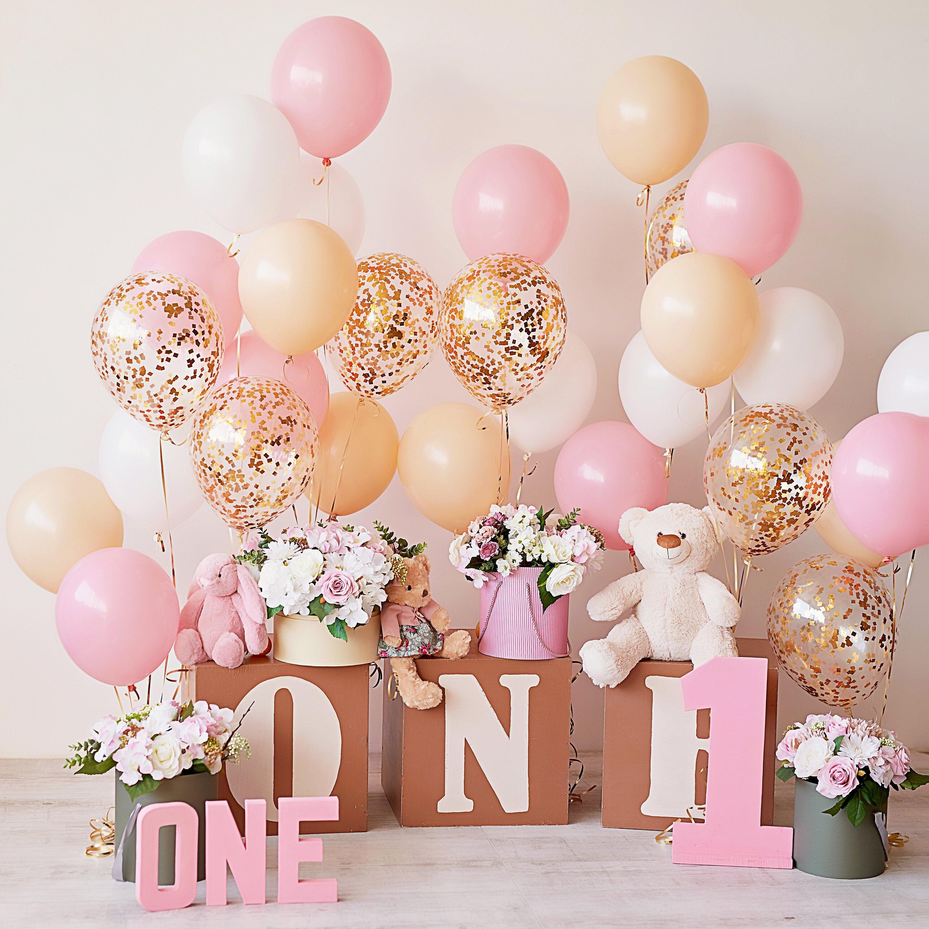 40Pcs - Pink & Rose Gold Confetti Balloons Set | Rose Gold + Peach + Pink + Confetti Balloon + 50M Ribbon for Birthday Party Decoration - Lasercutwraps Shop