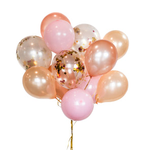 40Pcs - Pink & Rose Gold Confetti Balloons Set | Rose Gold + Peach + Pink + Confetti Balloon + 50M Ribbon for Birthday Party Decoration - Lasercutwraps Shop