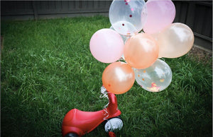 40Pcs - Pink & Rose Gold Confetti Balloons Set | Rose Gold + Peach + Pink + Confetti Balloon + 50M Ribbon for Birthday Party Decoration - Lasercutwraps Shop