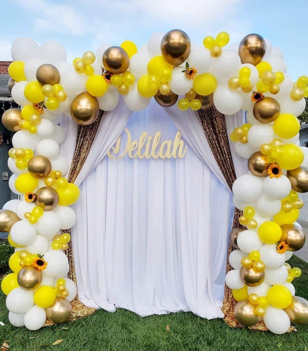 Yellow Balloons,116 Pieces Balloon Garland Arch Kit, Yellow White and Gold Balloons for Baby Shower Honeybee theme - Lasercutwraps Shop