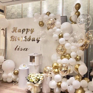 124 Pack White Balloon Arch Garland Kit White Gold and Gold Latex Balloons - Lasercutwraps Shop