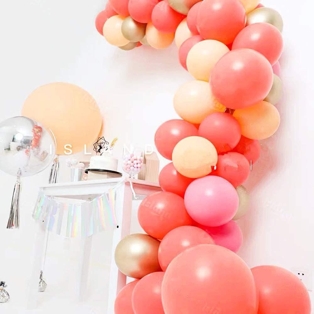 Coral Red Peach Blossom Gold Balloon Garland Arch Kit 115pcs Paste Coral Red Balloons, Matte Peach Blossom Latex Balloons - Lasercutwraps Shop