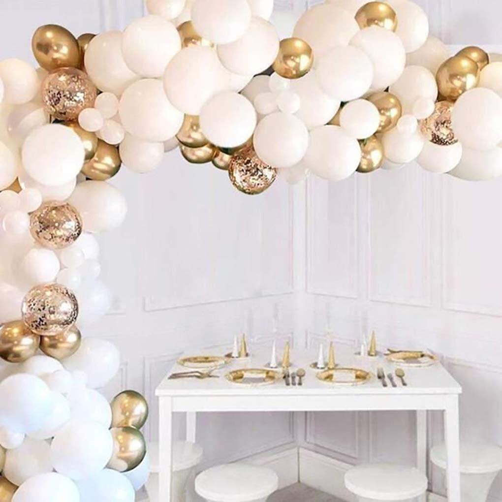 124 Pack White Balloon Arch Garland Kit White Gold and Gold Latex Balloons - Lasercutwraps Shop