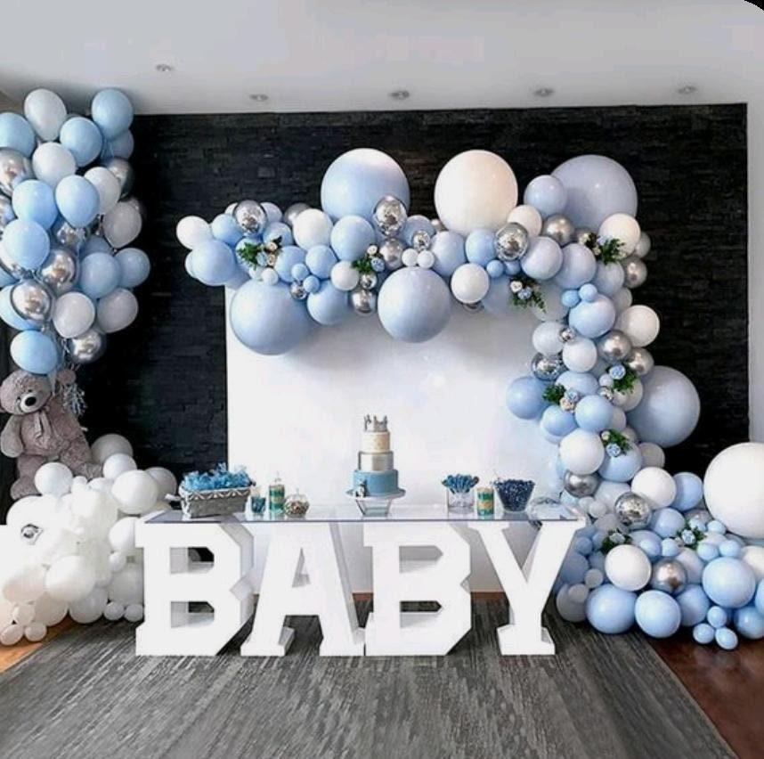 141Blue Balloon Garland Arch Kit, Blue Silver White Balloons, Silver 4D Foil Balloons, Metal Balloon Arch for Boy Baby Shower first birthday - Lasercutwraps Shop