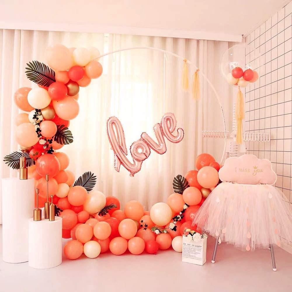 Coral Red Peach Blossom Gold Balloon Garland Arch Kit 115pcs Paste Coral Red Balloons, Matte Peach Blossom Latex Balloons - Lasercutwraps Shop