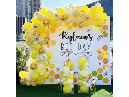 122pcs Honeybee Theme Party Decorations Supplies, White Yellow Agate and Confetti Latex Balloons for Wedding Birthday Bridal Baby Shower - Lasercutwraps Shop