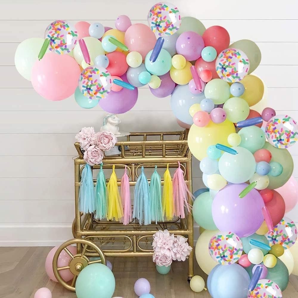 Pastel Balloon Garland Arch Kit, 110pcs Macaron Candy Colored Rainbow Assorted Latex Balloons - Lasercutwraps Shop