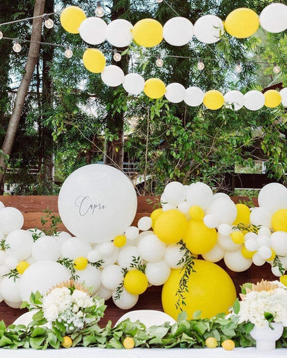 Yellow And White Balloon Garland Arch kit for 1st birthday Sunshine Lemon Daisy Honeybee Popcorn Baby Shower Bridal Party - Lasercutwraps Shop