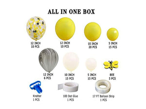 122pcs Honeybee Theme Party Decorations Supplies, White Yellow Agate and Confetti Latex Balloons for Wedding Birthday Bridal Baby Shower - Lasercutwraps Shop