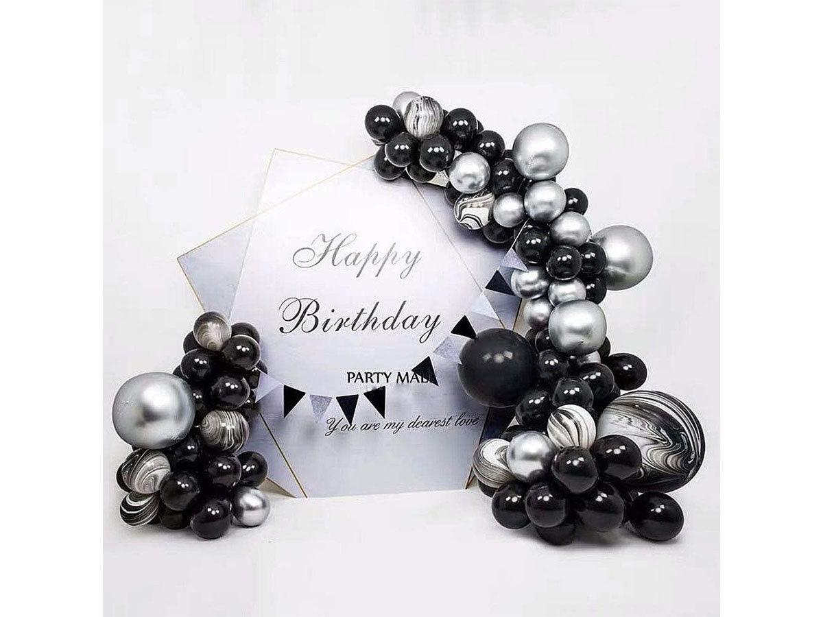 Black and Silver Balloons Garland Arch Kit Black Agate Marble Balloons Decorations for Parties Wedding Baby Shower Graduation - Lasercutwraps Shop