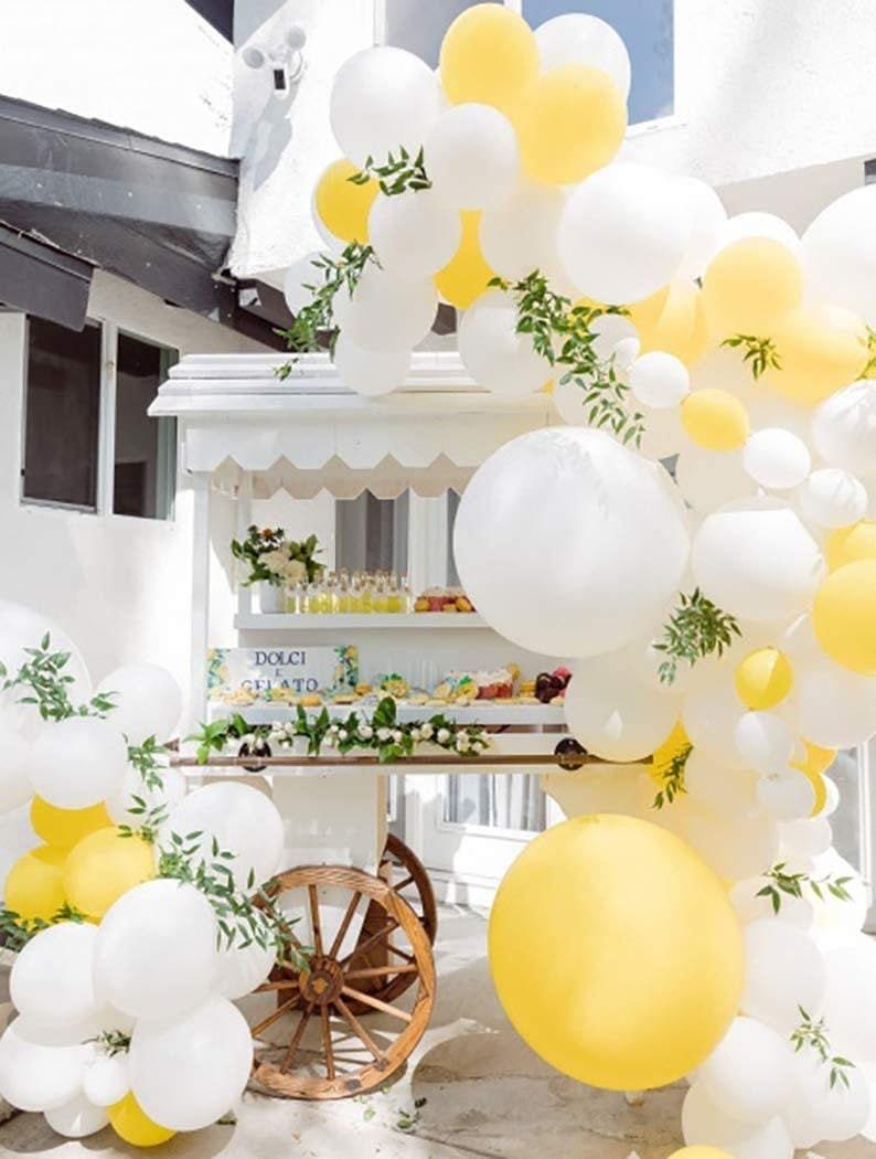 Yellow And White Balloon Garland Arch kit for 1st birthday Sunshine Lemon Daisy Honeybee Popcorn Baby Shower Bridal Party - Lasercutwraps Shop