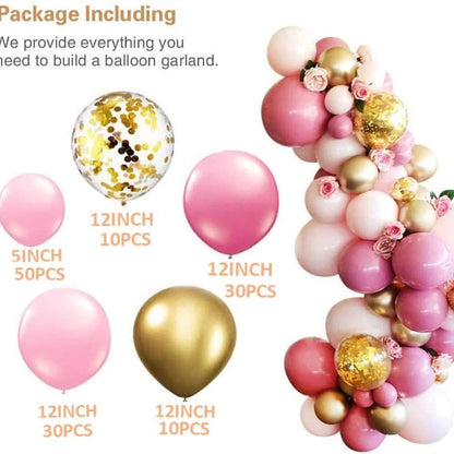 136Pcs Pink Gold Confetti Balloons, Balloon Garland Arch Kit,Pink and Gold Balloons for Parties, Birthday Wedding Party Balloons Decorations - Lasercutwraps Shop