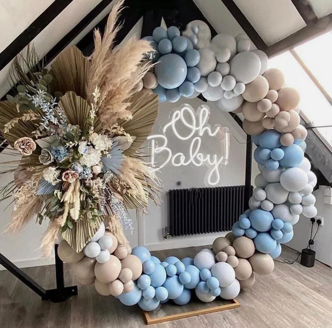 165 Pcs luxe Balloon Arch Garland Kit | Macaron Blue Grey Apricot Balloon Arch Kit Garland | Baby Shower Decor | Baby Boy | Birthday Boy. - Lasercutwraps Shop