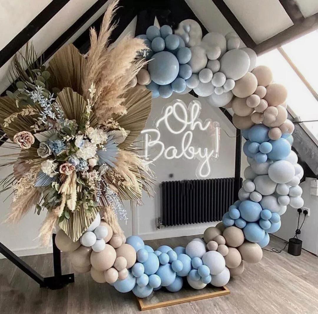 140Pcs Balloon Arch Garland Kit | Macaron Blue Grey Apricot Balloon Arch Kit Garland | Baby Shower Decor | Baby Boy | Birthday Boy. - Lasercutwraps Shop