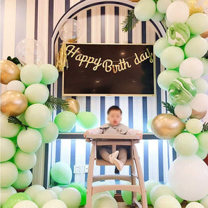 Mint Green Balloons Gold Confetti Metallic Balloons Balloon Arch Kit and Happy Birthday Banner - Lasercutwraps Shop